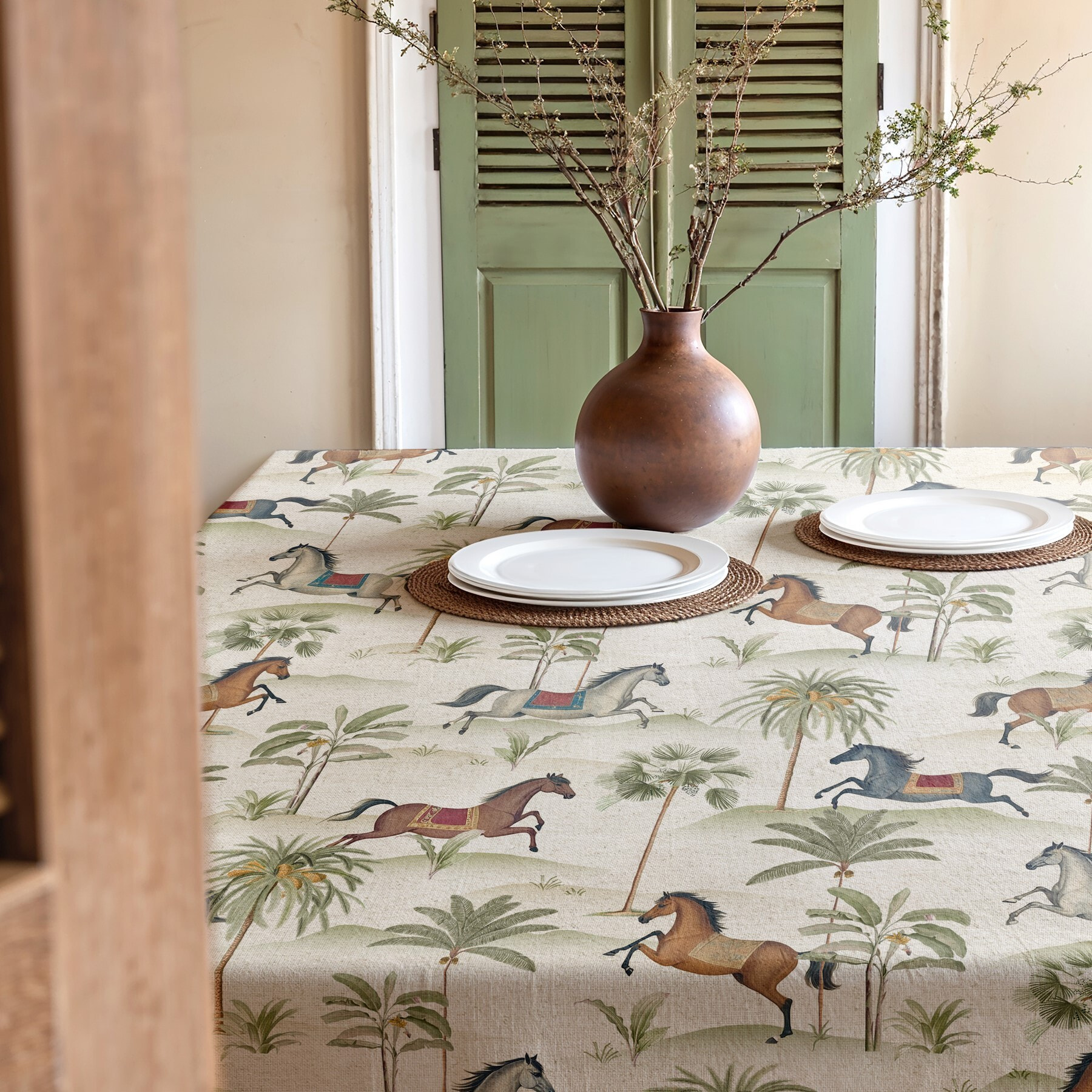 Mantel estampado antimanchas HORSE MULTICOLOR