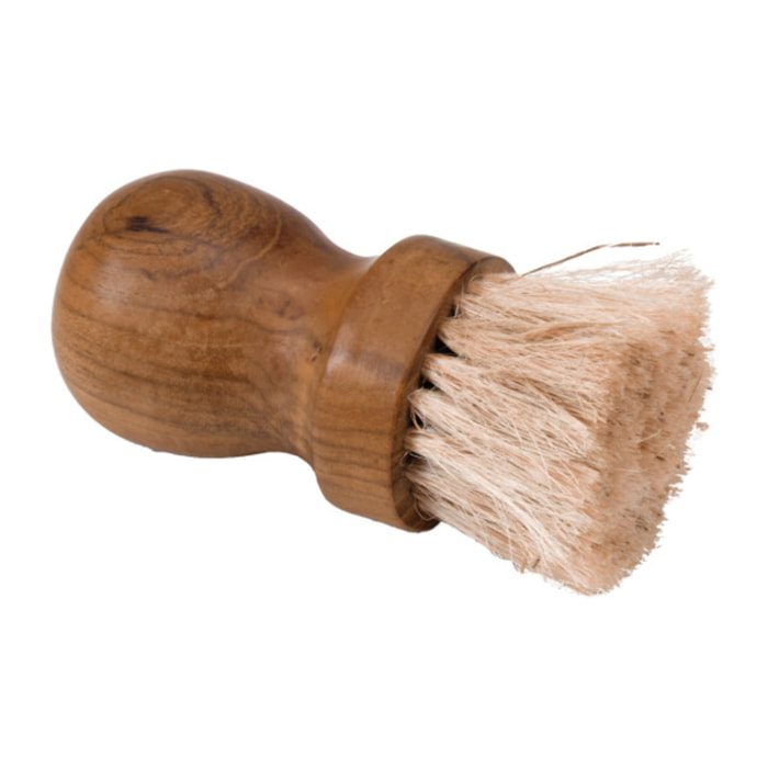 Brosse à champignons ronde à crin de vache et bois de teck - FADI