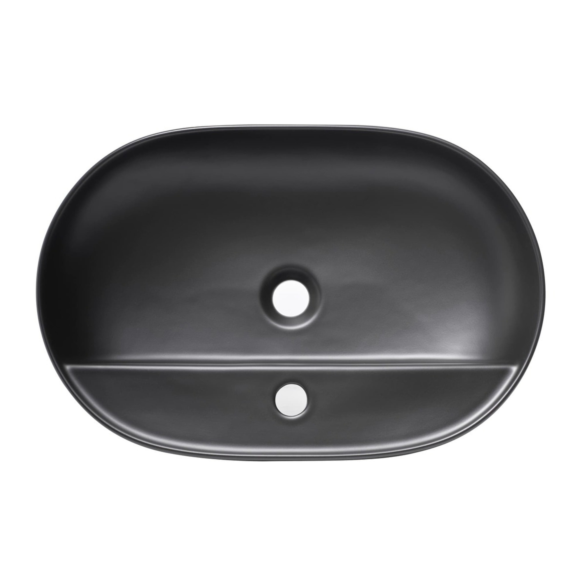 Vasque à poser ovale 60 x 40 cm - noir mat - avec trou de robinetterie - sans trop-plein - SAT Infinitio