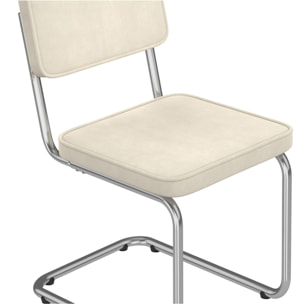 Chaises Naya en velours crème et pied métal - lot de 4