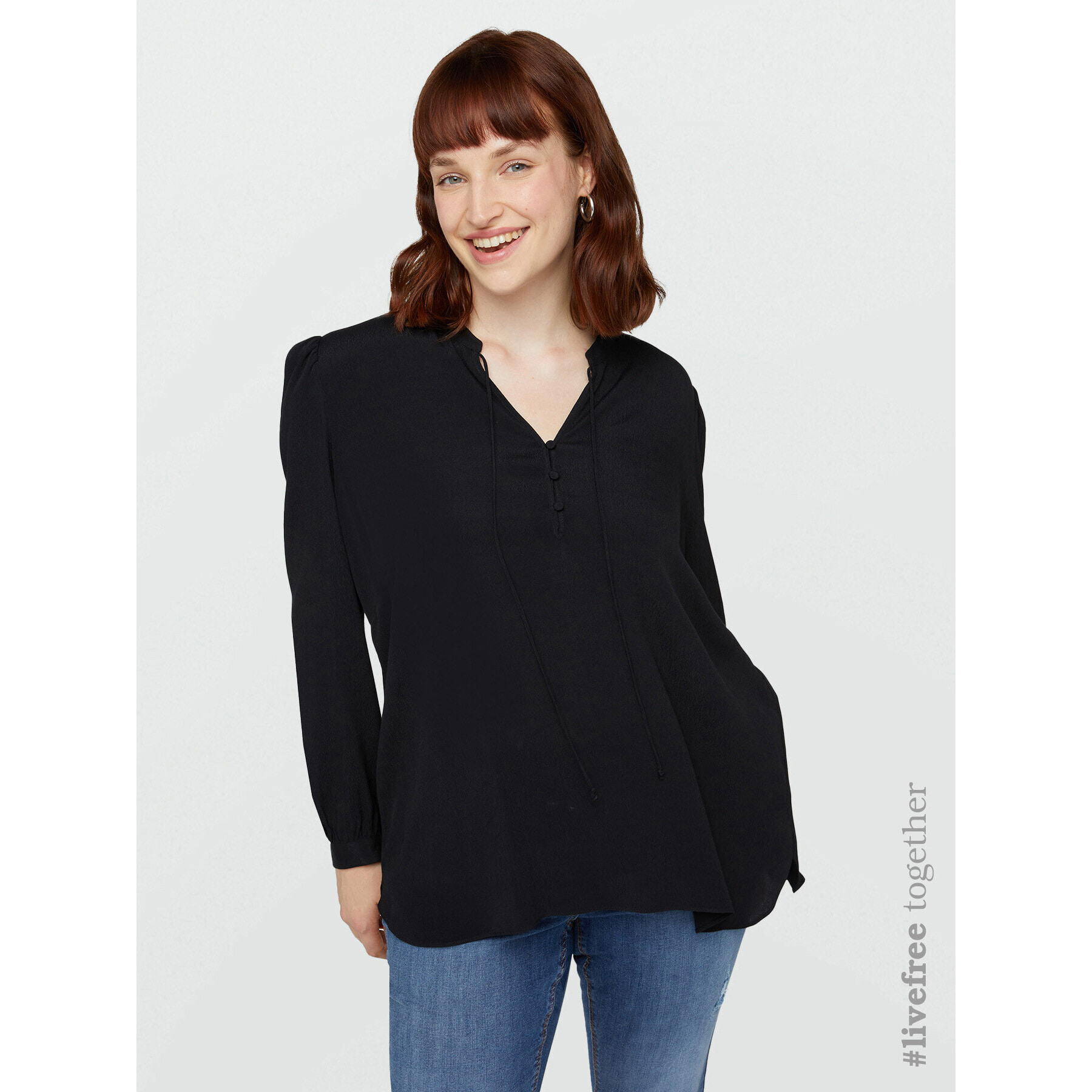 Fiorella Rubino - Blusa in viscosa LENZING™ ECOVERO™ - Nero