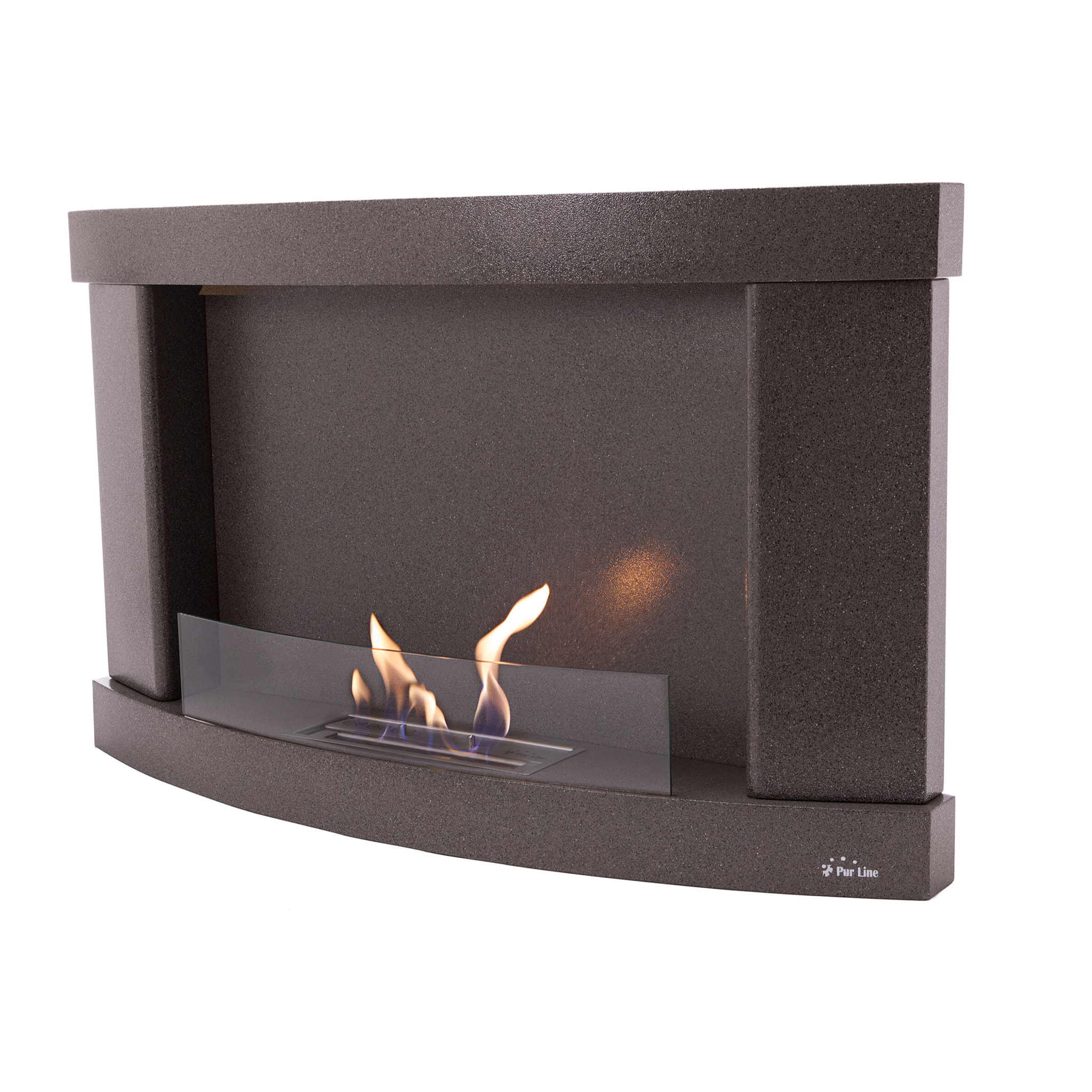 Cheminée à l'éthanol en acier noir et verre trempé