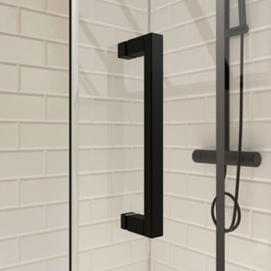 Porte de douche serigraphiee - 90x200cm + Paroi retour - 90x200 cm - PORTE PIVOTANTE