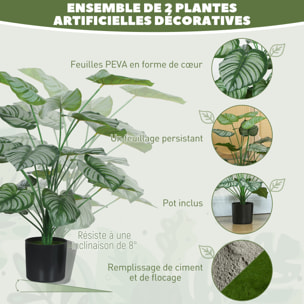 Lot de 2 plantes artificielles H.65cm 18 feuilles par plante pots inclus