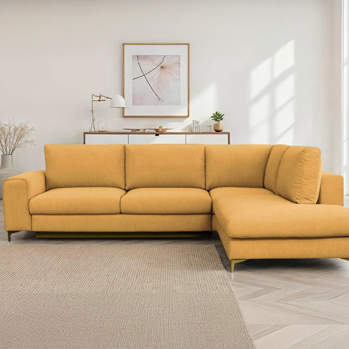 Canapé d'Angle Droit Tissu Fiesole, 3 Places, Couchage Intégré, Coffre de Rangement, Housse Déhoussable