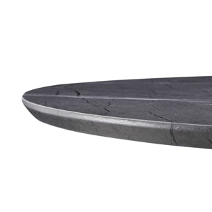 Tavolo bar tondo 70x70x104 cm con top effetto marmo e base nera - Rowan