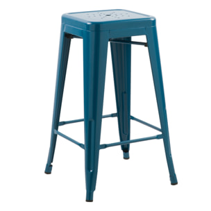 Tabouret de bar mi-hauteur Indus bleu mat 66cm (lot de 2)