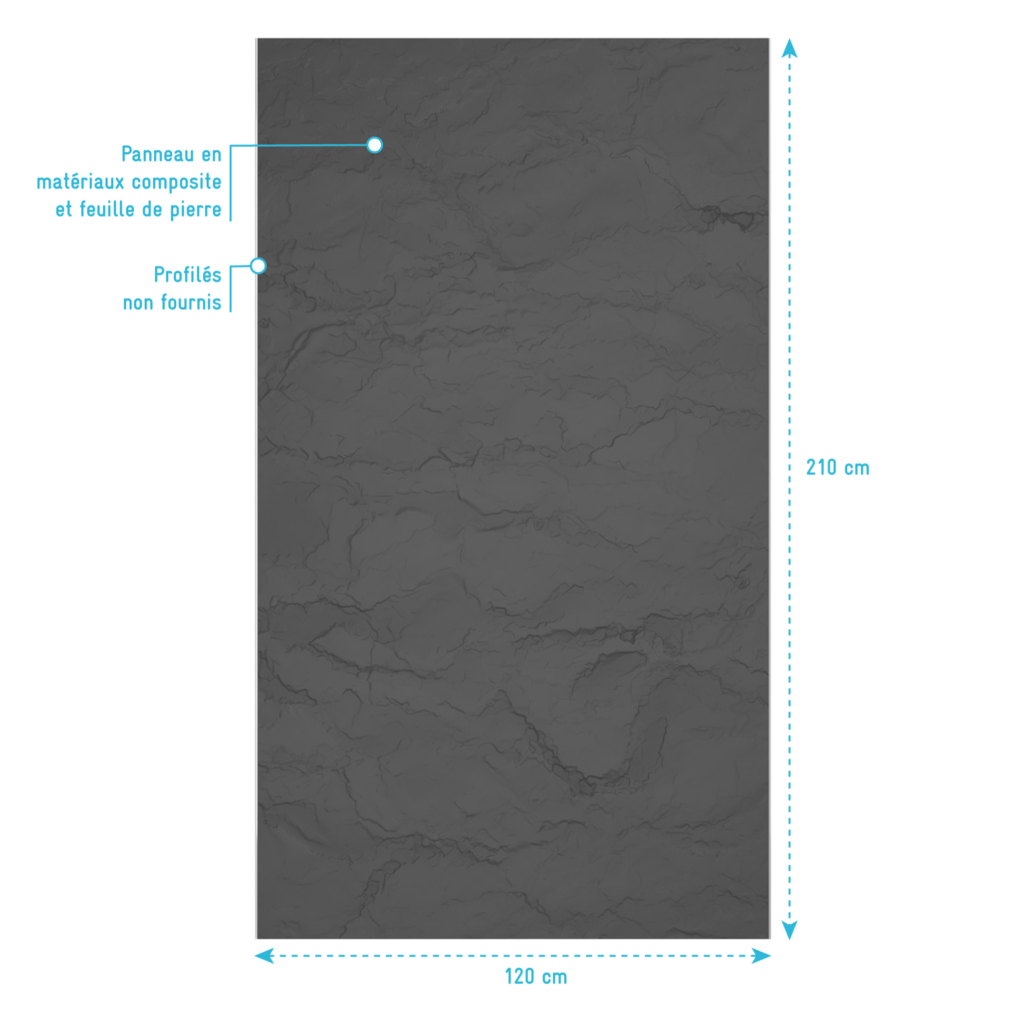 Panneau Mural Pierre Finition Ardoise 120 x 210 cm - STONE'IT ARDOISE