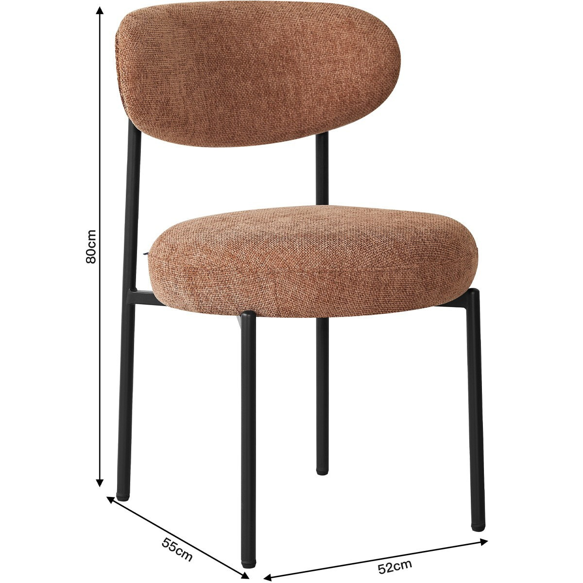 Lot de 2 chaises de salle à manger en tissu chenille - ORLA