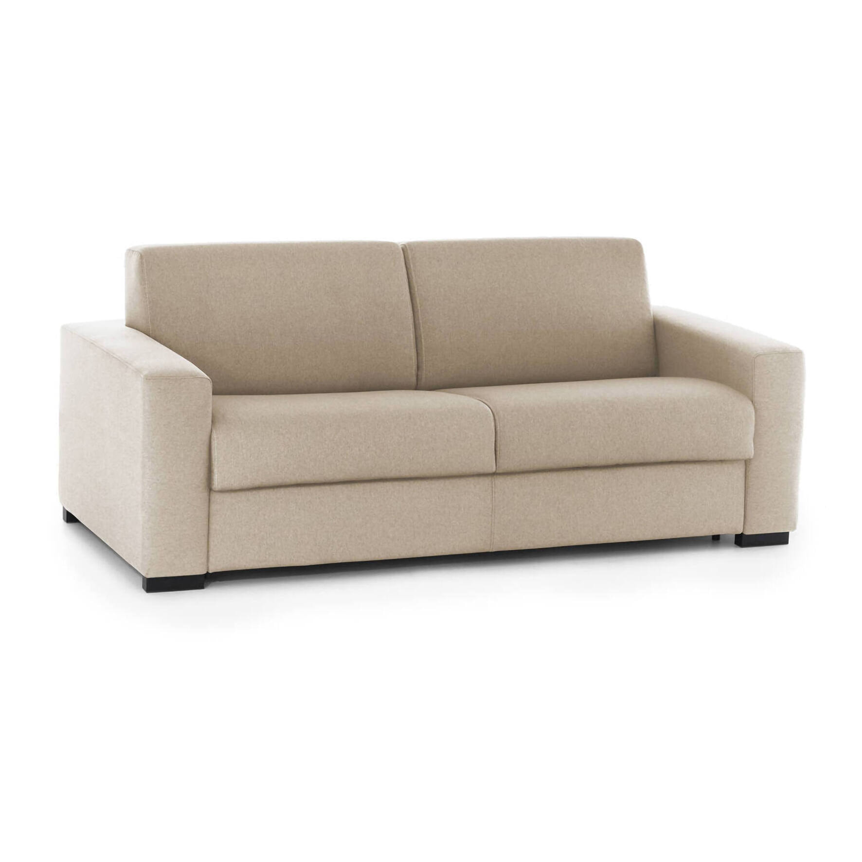 Divano Letto Alexis, Divano a 2 posti Large, 100% Made in Italy, Sofà Soggiorno con apertura girevole, in tessuto imbottito, con Braccioli standard, Cm 200x95h90, Beige