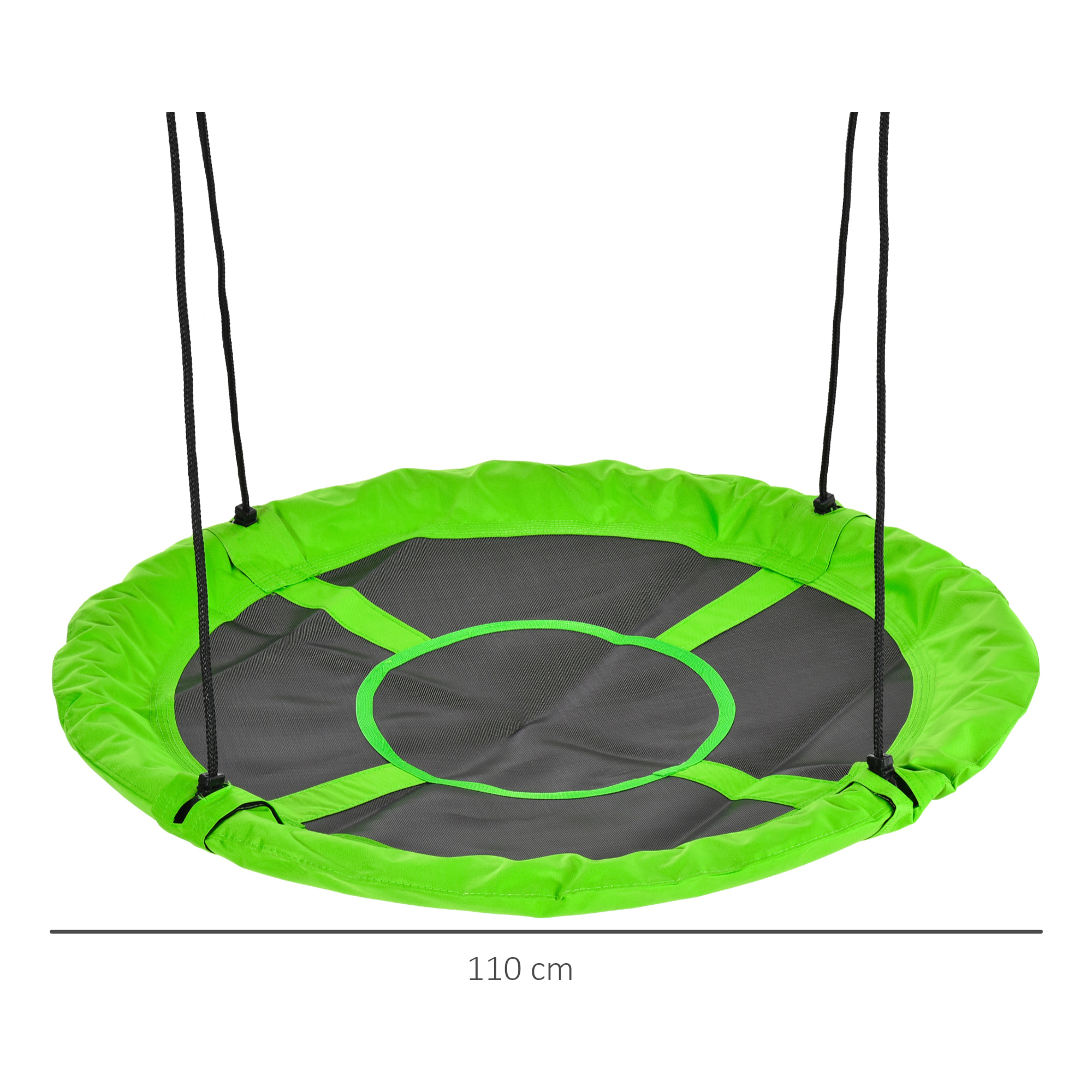 Balançoire nid d'oiseau ronde balançoire panier Ø 110 cm 4 anneaux inclus métal époxy Oxford haute densité vert