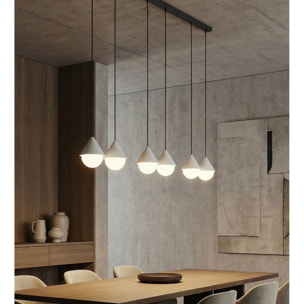 Lampada a sospensione GIRO in acciaio nero e vetro bianco