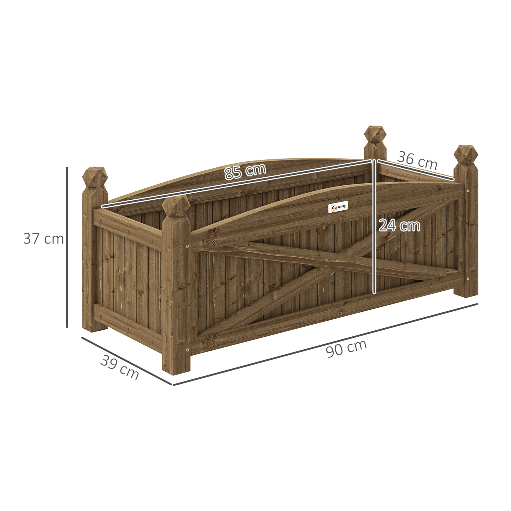 Jardinera de Madera Elevada Huerto Urbano Madera para Cultivar Plantas Flores Hierba Jardinera Rectangular para Jardín Balcón Terraza 90x39x37 cm Café Oscuro