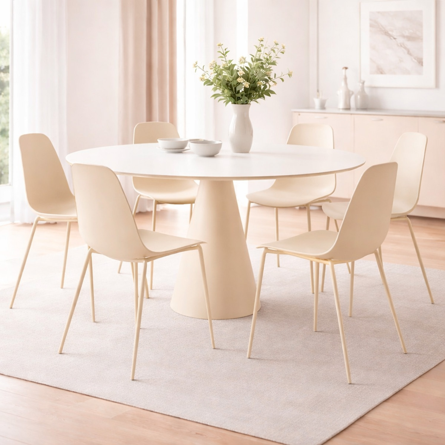 Set 4 Sedie Moderne Con Schienale Ergonomico In Polipropilene E Gambe In Metallo Cucina Sala Da Pranzo Soggiorno Ufficio 87 x 53 x 49 Cm Beige