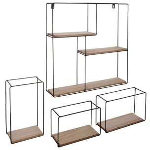 Set de 4 estantes de pared metalicos de forma cuadrada A. 48 x P. 9,3 x A. 48 cm