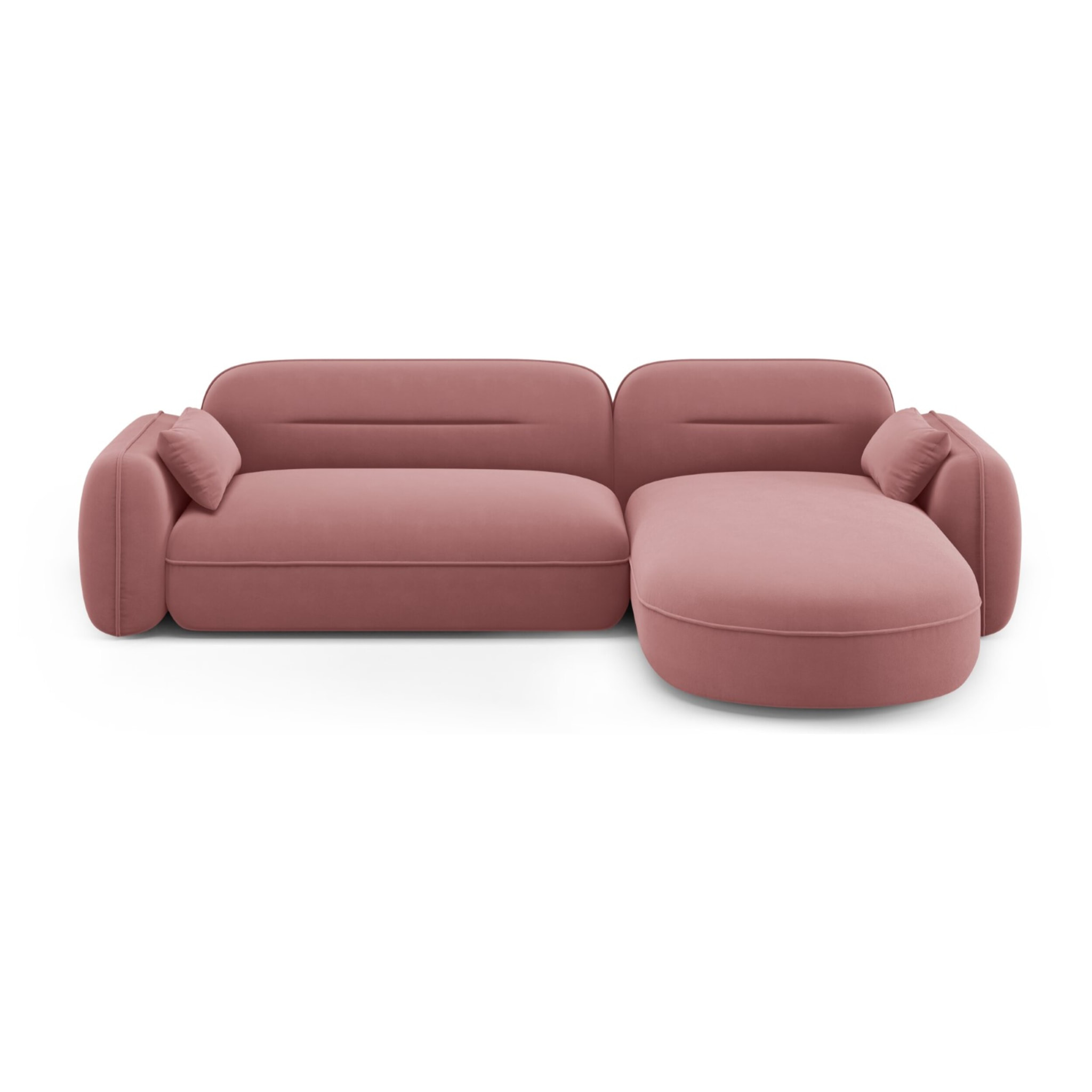 Canapé d'angle droit modulable "Sydney" 4 places en velours saumon