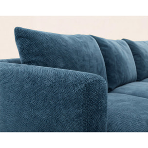 Gabin - Canapé d'angle droit 5 places en velours texturé - Bleu