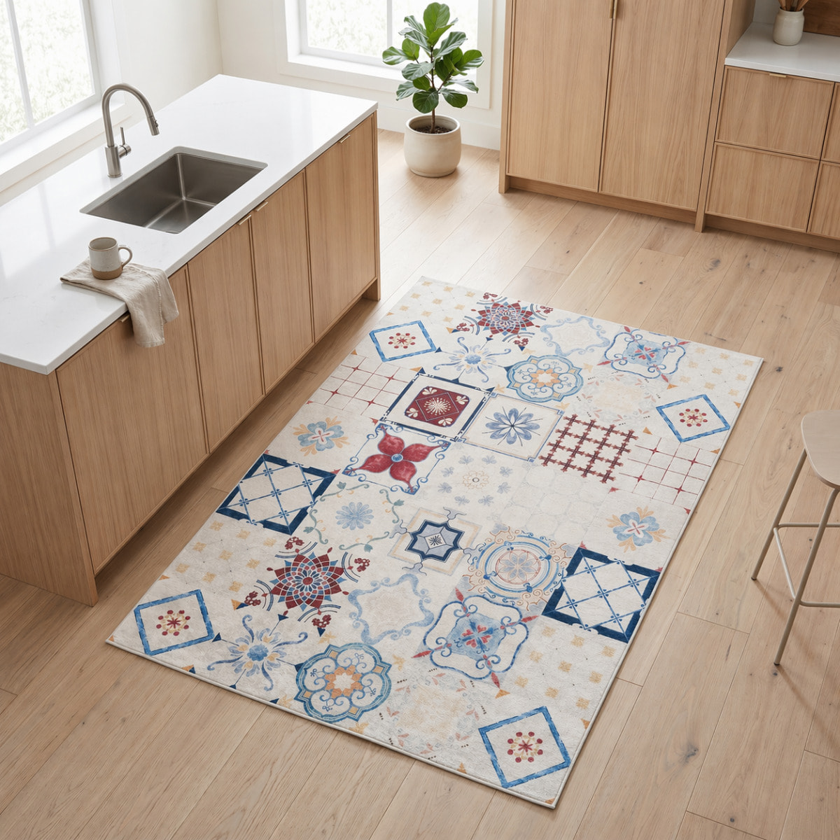 Tapis de cuisine, motif traditionnel kilim, tissé, RAYA