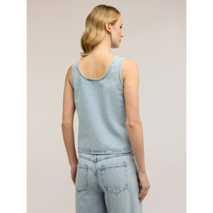 Motivi - Top in denim con cristalli - Azzurro