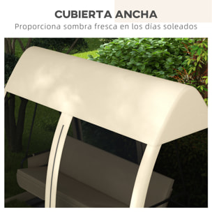 Balancín de Jardín de 3 Plazas Convertible en Cama Columpio Jardín Exterior con Mosquitera Estructura de Metal Carga 300 kg 240x140x197 cm Beige