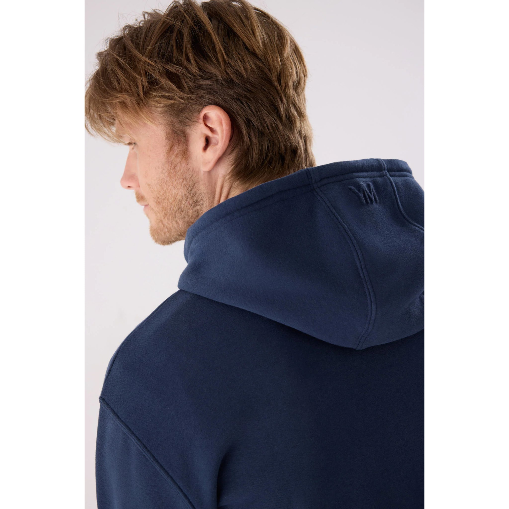 Sudadera deportiva hombre afelpada con capucha azul marino