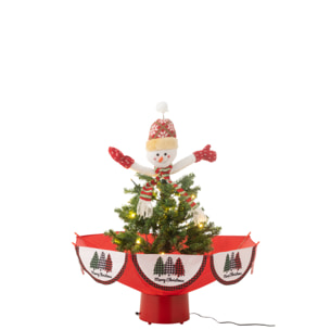 J-Line décoration sapin de Noël Bonhomme de neige neigeux - fer - vert/rouge - LED