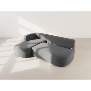 Mahina - canapé d'angle gauche 4 places convertible avec coffre en tissu texturé - Gris Anthracite