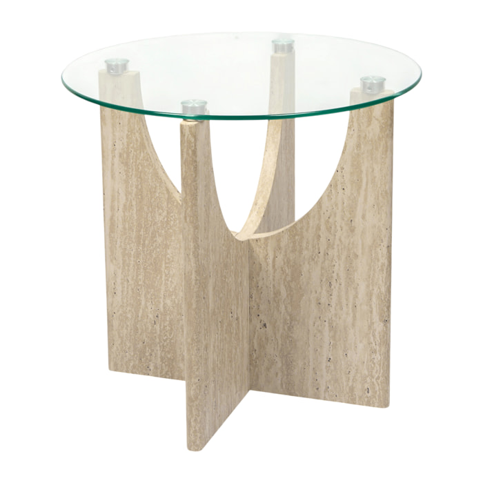 Table D'appoint Ronde Verre Pietra D45cm