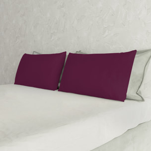 COPPIA FEDERE MAX COLOR, 100% Cotone, Made in Italy - PRUGNA