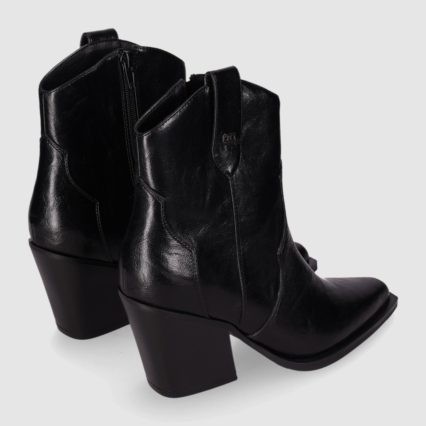 Botines de Piel Sintética - Negro - Tacón: 7 cm