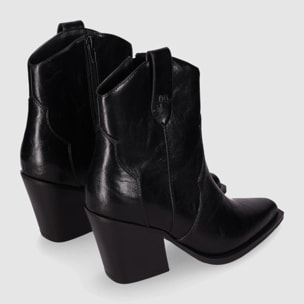 Botines de Piel Sintética - Negro - Tacón: 7 cm