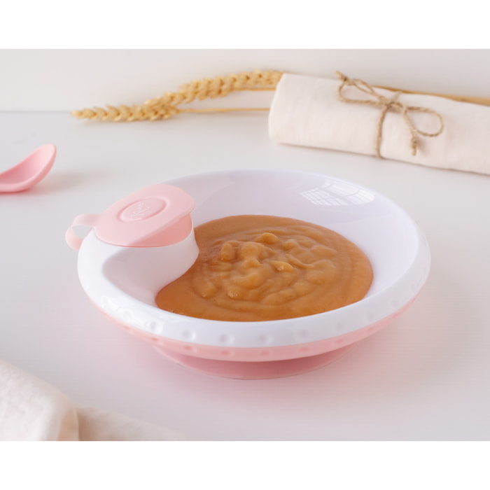 PLATO TÉRMICO CON VENTOSA ANTIVUELCO ROSA