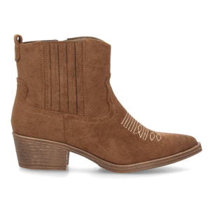 Botines bajos cowboy con bordados y tacónpara mujer