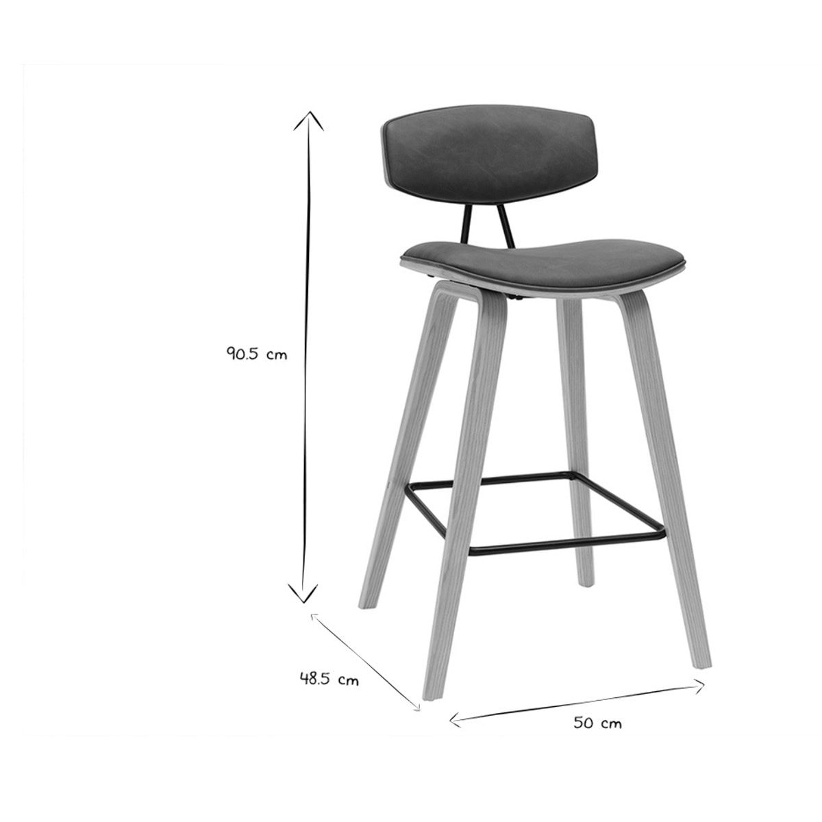 Tabourets de bar design marron et bois clair H69 cm (lot de 2) VASCO