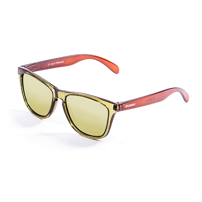 Gafas de sol OCEAN SEA - Frente verde transparente con brazo marrón transparente con revo amarillo
