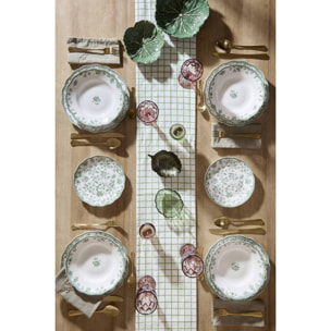 Lot de 6 assiettes creuses Lisière ronde D.22,5cm vert
