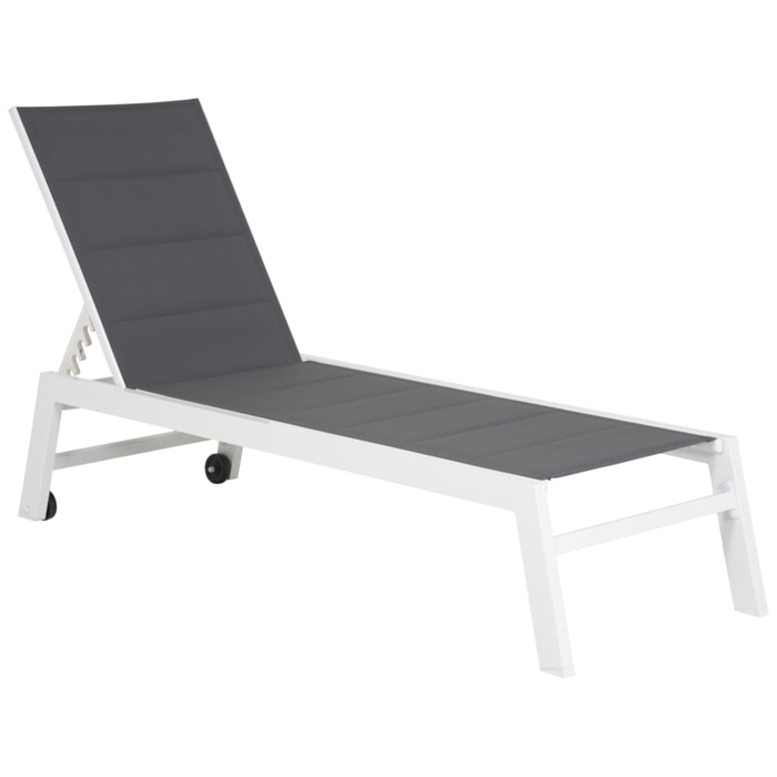 Bain de soleil BARBADOS en textilène gris - aluminium blanc