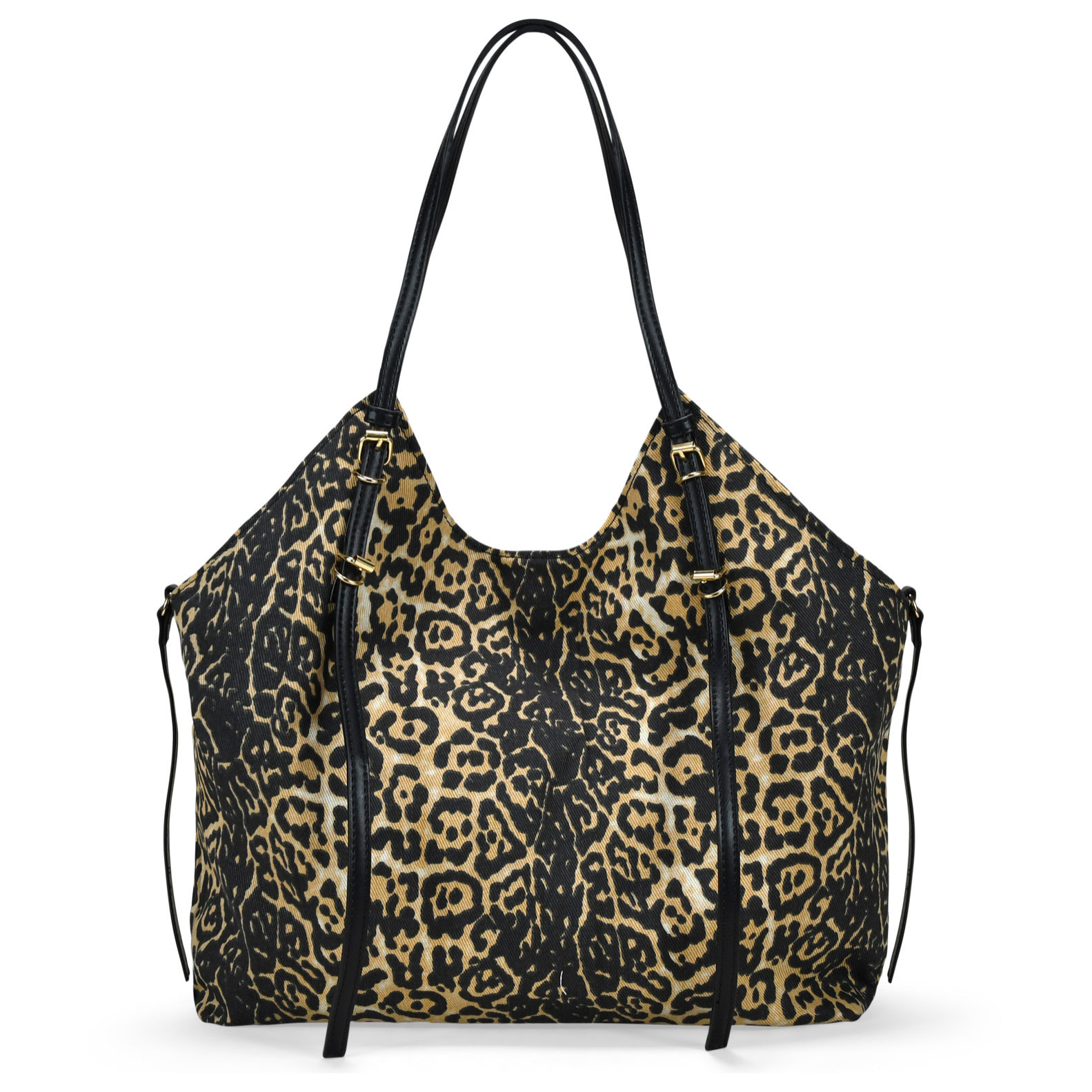 Bolso de hombro leopardo con hebillas metálicas