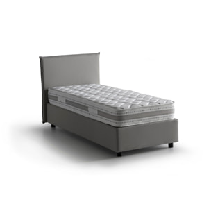 Letto matrimoniale Bibiana, Letto contenitore con rivestimento in tessuto, 100% Made in Italy, Apertura frontale, con materasso Cm 160x190 incluso, Grigio