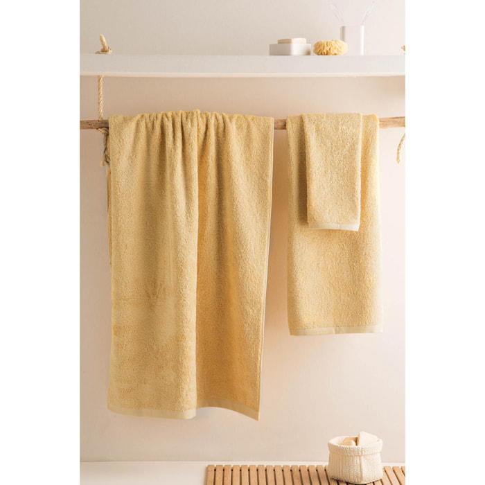 Set de 3 serviettes en coton 550 gr/m2 couleur Jaune