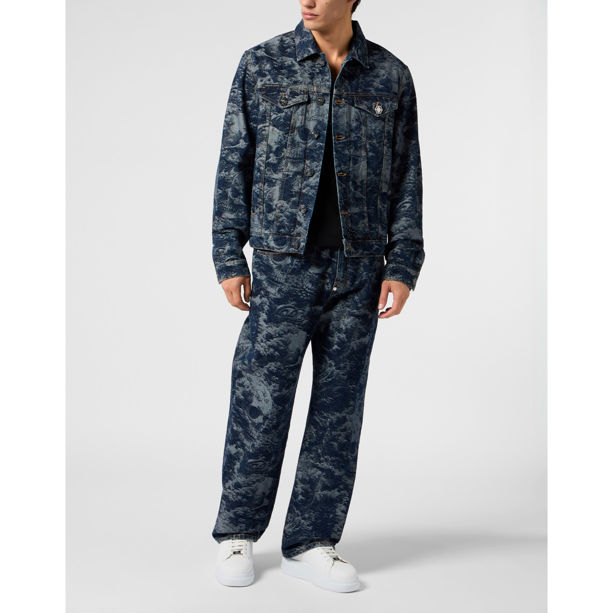 PHILIPP PLEIN Trucker Jacket  All-Over Skull Skull