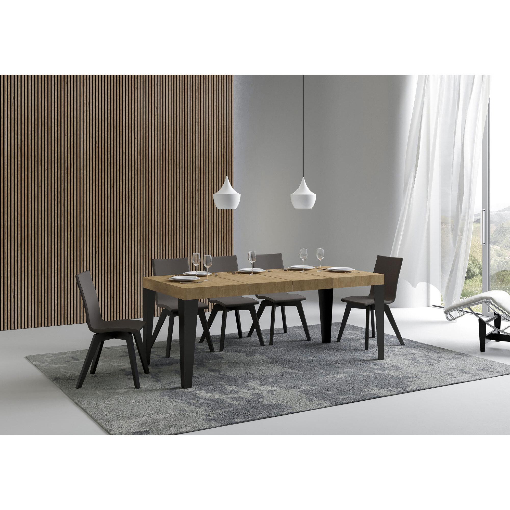 Mesa extensible 90x130/234 cm Flame Premium Roble Natural estructura Antracita