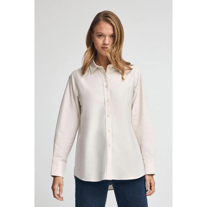 Camisa beige de corte relajado con logo Polo Club