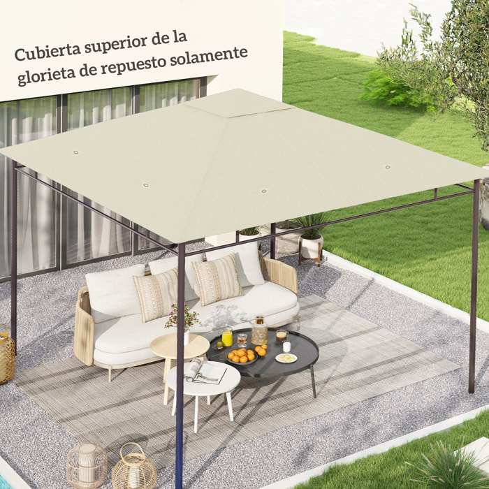 Techo de Repuesto para Cenador, 3x3 m, Cubierta de Repuesto con 8 Orificios de Drenaje, Ventilación y Protección UV, SOLO Toldo de Recambio para Pabellón Gazebo, Blanco Crema