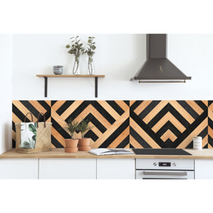 Stickers adhesivos de CERAMIKO - Geométrico madera y negro 65x100