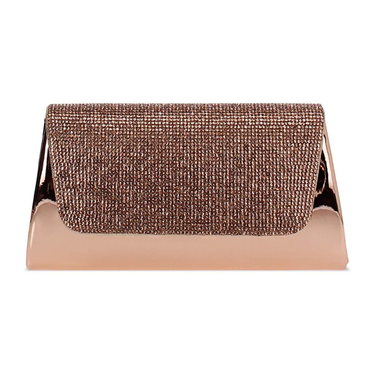 Pochette donna rosa oro a specchio con pietre