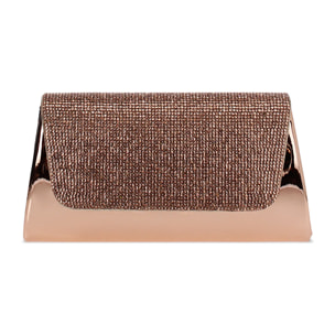 Pochette donna rosa oro a specchio con pietre