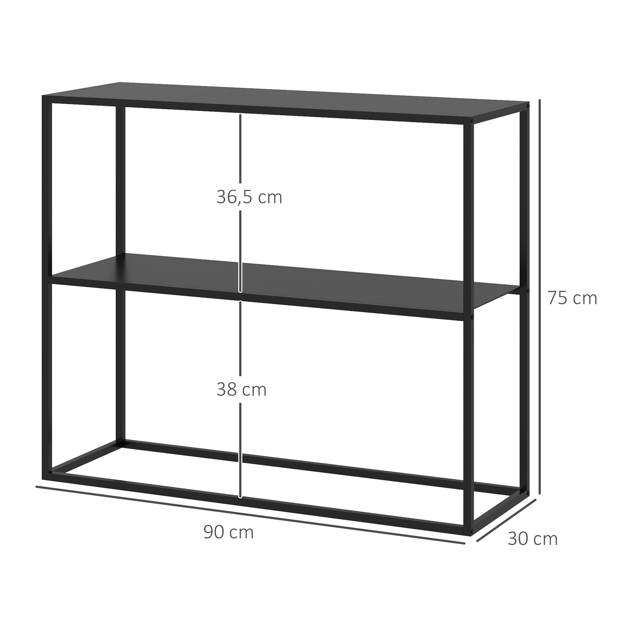 Mesa de Consola Estilo Industrial Mesa de Entrada con Estante Marco de Acero y Antivuelco Mueble de Recibidor para Salón Pasillo Carga 20 kg 90x30x75 cm Negro