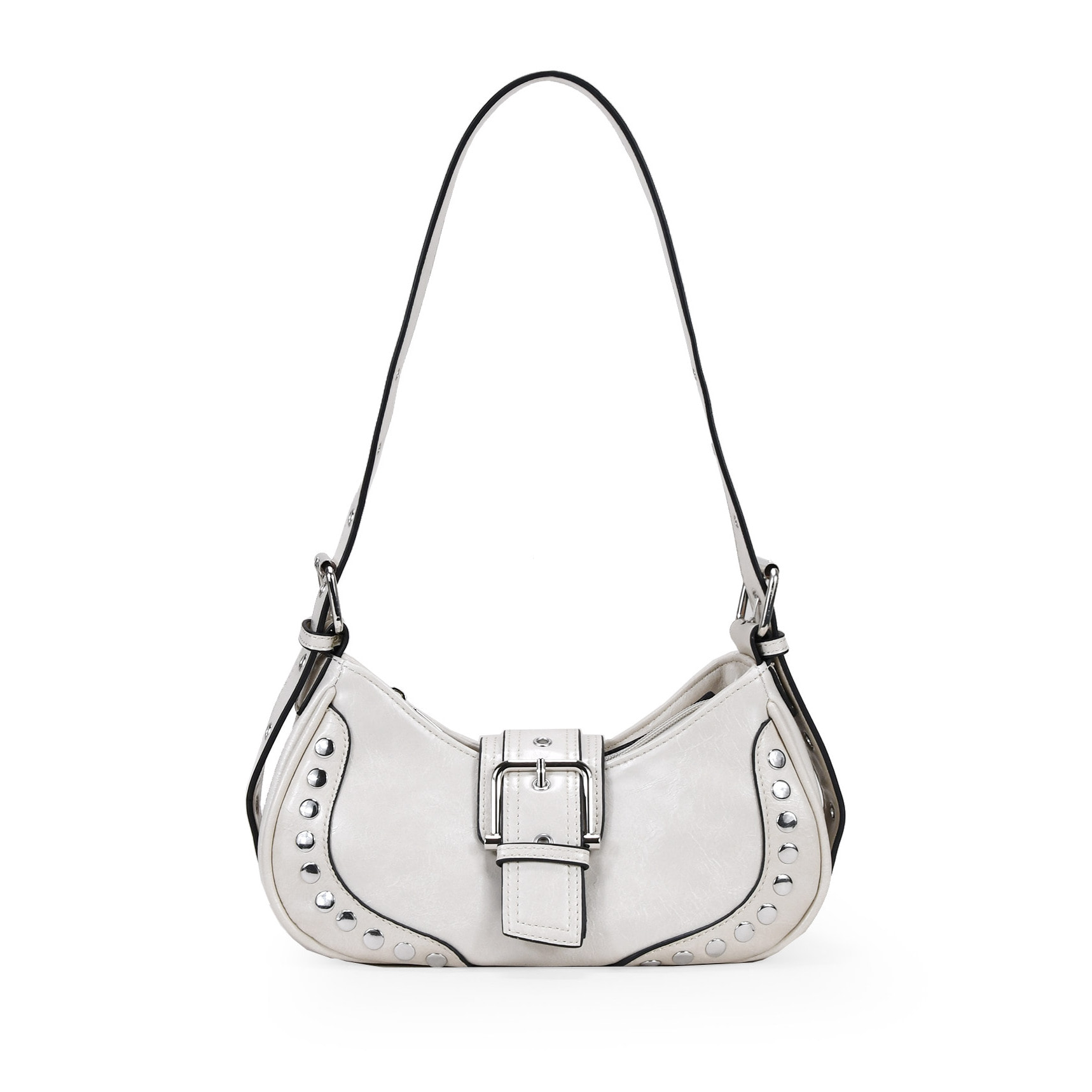 Bolso de hombro blanco con tachas