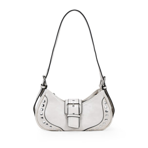 Bolso de hombro blanco con tachas